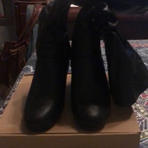 Black wedge scrunch boots-3 in heels